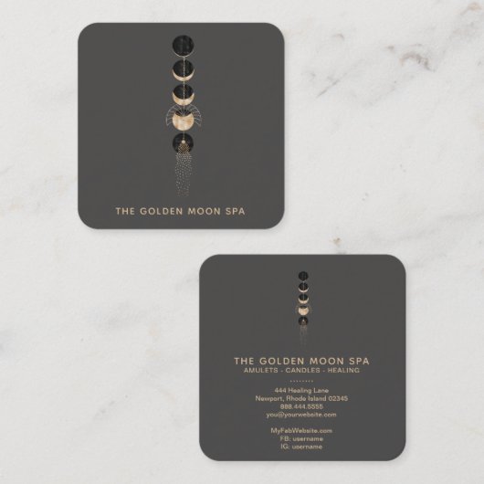 *~*宇宙金ゴールド月相グリッター宇宙 スクエア名刺 (正面/裏面)