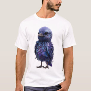 宇宙銀河の羽根を持つ紫の鳥の男性 Tシャツ