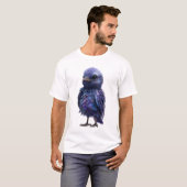 宇宙銀河の羽根を持つ紫の鳥の男性 Tシャツ (正面フル)