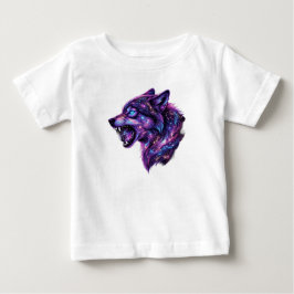 宇宙銀河オオカミの吠えるグラフィックTシャツ ベビーTシャツ