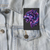 宇宙銀河オオカミの吠えるグラフィックTシャツ 缶バッジ (インサイチュ)