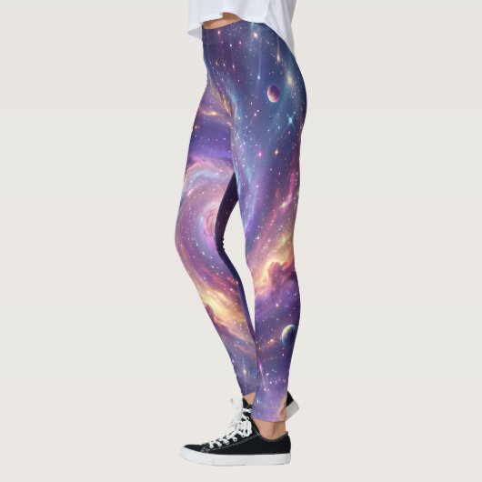 宇宙銀河スパイラル星雲アート レギンス (左)