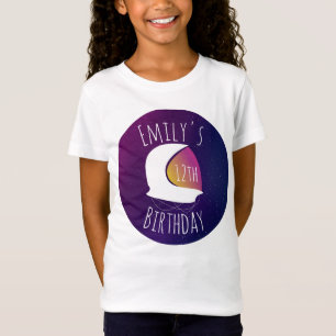 宇宙銀河宇宙飛行士パープルオンブレ誕生日パーティー Tシャツ