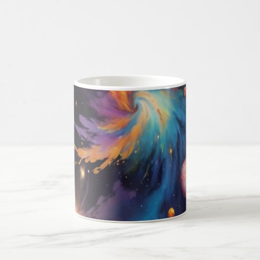 宇宙銀河星雲の水彩コーヒーマグ コーヒーマグカップ (中央)