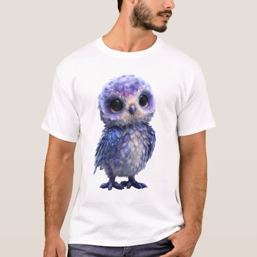 宇宙銀河星雲フクロウ男性 Tシャツ (正面)