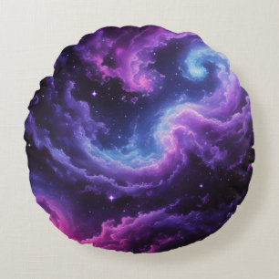 宇宙銀河星雲抽象宇宙アートデザイン ラウンドクッション