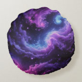 宇宙銀河星雲抽象宇宙アートデザイン ラウンドクッション (裏面)