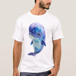 宇宙銀河水彩クジラ メンズ Tシャツ