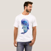 宇宙銀河水彩クジラ メンズ Tシャツ (正面フル)