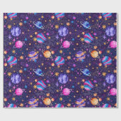 宇宙銀河系と惑星銀河系と星 ラッピングペーパー (フラット)