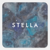 宇宙銀河系をテーマにしたスターパーソナライズされたリー名 スクエアシール (正面)