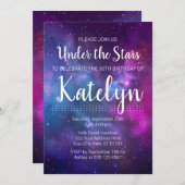 宇宙銀河系アンダーザスターズティーンエイジ誕生日 招待状 (正面/裏面)