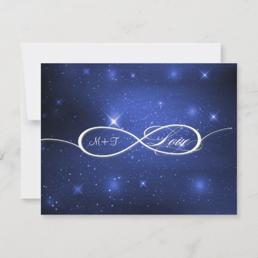 宇宙銀河系インフィニティサインネイビーブルー結婚ズ 出欠カード (裏面)