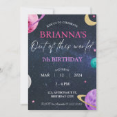 宇宙銀河系ガール第3期第5期第7期第8誕生日 招待状 (正面)