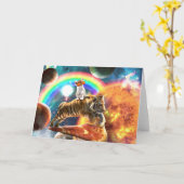 宇宙銀河系キャットライディングタイガーオンピザ カード (黄色い花)