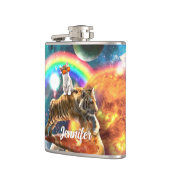 宇宙銀河系キャットライディングタイガーオンピザ フラスク (左)