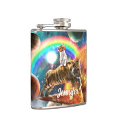 宇宙銀河系キャットライディングタイガーオンピザ フラスク (右)