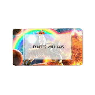 宇宙銀河系キャットライディングタイガーオンピザ ラベル