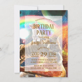 宇宙銀河系キャットライディングタイガーオンピザ 招待状