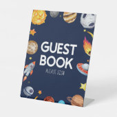 宇宙銀河系ゲストブックテーブルパーティー標識 台座サイン (正面)