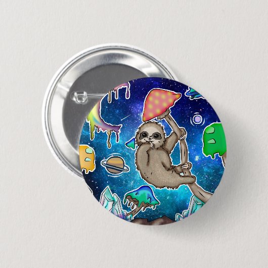 宇宙銀河系スロス宇宙キノコ風変わり結晶 缶バッジ (正面&裏面)