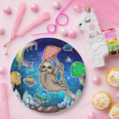 宇宙銀河系スロッスコズミックマッシュルーム風変わり結晶 ペーパープレート (パーティー)