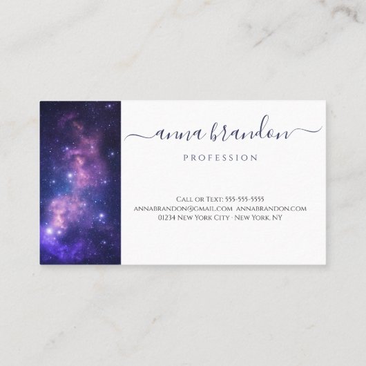 宇宙銀河系ダークパープルエレガントモダン 名刺 (裏面)