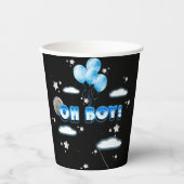 宇宙銀河系ナイトブルーバルーン赤ちゃんシャワーかわいい 紙コップ (正面)
