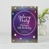 宇宙銀河系ネブラグリッタームーン誕生日パープル 招待状 (スタンド正面)