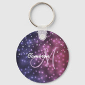 宇宙銀河系バラ金ゴールドグリッタースパークリモノグラム キーホルダー (裏面)