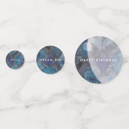 宇宙銀河系パーティー水色パーソナライズされた コンフェッティ (裏面)