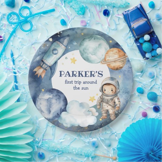 宇宙銀河系ファーストのまわりにトリップザサン誕生日 ペーパープレート (パーティー)