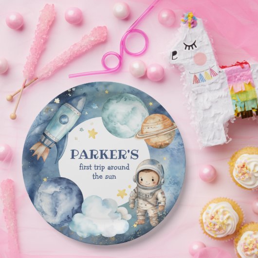 宇宙銀河系ファーストのまわりにトリップザサン誕生日 ペーパープレート (パーティー)