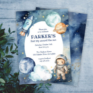 宇宙銀河系ファーストのまわりにトリップザサン誕生日 招待状