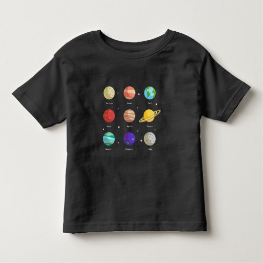 宇宙銀河系太陽の惑星ビーナス火星ジュピター・アーン トドラーTシャツ (正面)