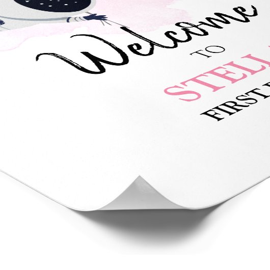 宇宙銀河系宇宙飛行士ガール誕生日へようこそ ポスター (角)