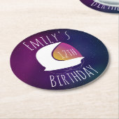 宇宙銀河系宇宙飛行士パープルグラデーション誕生日パーティー ラウンドペーパーコースター (アングル)