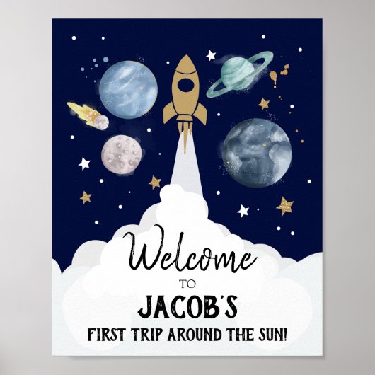 宇宙銀河系宇宙飛行士ボーイ誕生日歓迎 ポスター (正面)