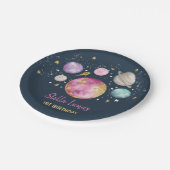 宇宙銀河系惑星ムーンスターネイビーピンク金ゴールド ペーパープレート (アングル)