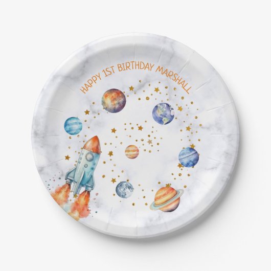 宇宙銀河系惑星太陽の系誕生日 ペーパープレート (正面)