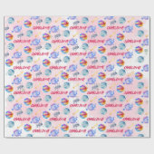 宇宙銀河系惑星月星ベビーガール誕生日 ラッピングペーパー (フラット)