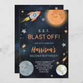 宇宙銀河系惑星誕生日招待状 招待状 (正面/裏面)