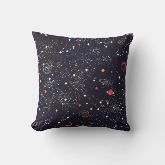 宇宙銀河系星座シームレスパターン クッション (正面)