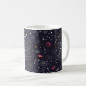 宇宙銀河系星座シームレスパターン コーヒーマグカップ (正面右)
