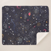 宇宙銀河系星座シームレスパターン シェルパブランケット (正面(横))