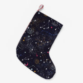 宇宙銀河系星座シームレスパターン スモールクリスマスストッキング (正面 (吊り時))