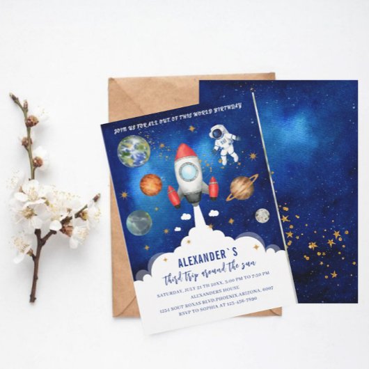 宇宙銀河系星空ベビーシャワー 招待状