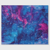 宇宙銀河系水色星n夜空 ラッピングペーパー (フラット)