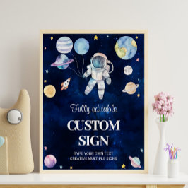 宇宙銀河系男の子の誕生日パーティテーブルサイン ポスター