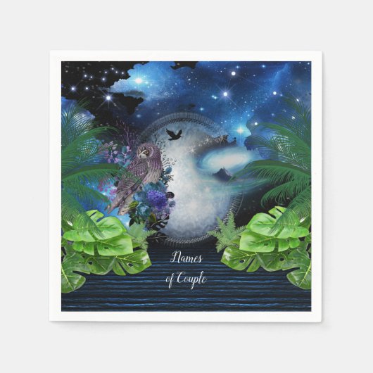 宇宙銀河系結婚のデコール スタンダードカクテルナプキン (正面)